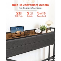 Päivävuode metallirunkoinen kaksitoiminen 196x115 cm musta sisäänrakennetulla latausasemalla