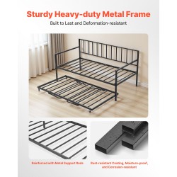 Metallinen monitoimipäivävuode 196 x 98 cm monivärivaloilla ja latausasemalla