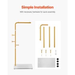 Vapaasti seisova vaateteline hiiliteräsrunko kvartsikivijalusta 3 koukkua 170 cm