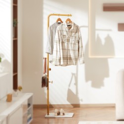 Vapaasti seisova vaateteline hiiliteräsrunko kvartsikivijalusta 3 koukkua 170 cm