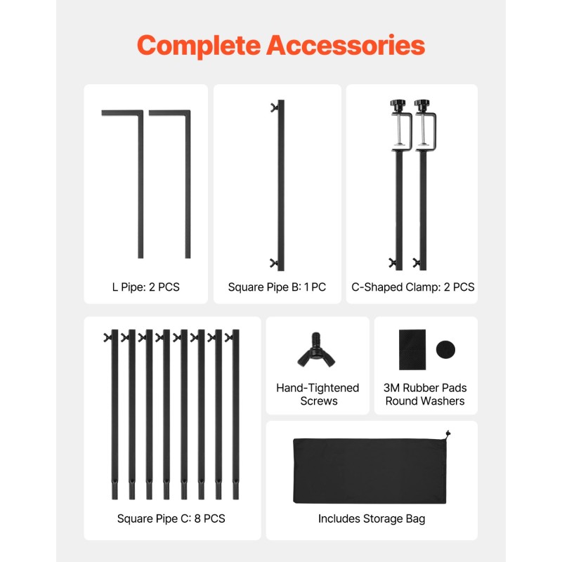 Metallinen pöytäkaari pöytään kiinnitettävä säädettävä pituus ja korkeus musta
