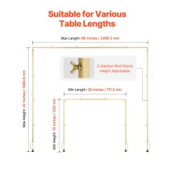 Teräksinen säädettävä pöytäteline puristimella juhlakoristeluun kullanvärinen