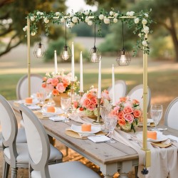 Teräksinen säädettävä pöytäteline puristimella juhlakoristeluun kullanvärinen