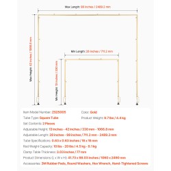 Teräksinen pöydän päälle kiinnitettävä tankoteline puristimilla säädettävä 711–2489 mm kantavuus 4,5–9,1 kg