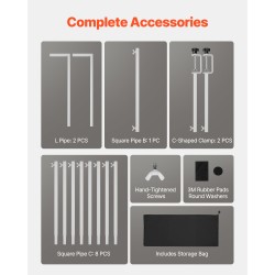 Pöytäkaariteline teräksinen säädettävä valkoinen 711–2489 mm juhlakoristeille