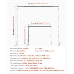 Pöytätankoteline teräs musta säädettävä pituus 28–98 tuumaa 2 kpl