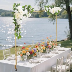 Pöydän yläpuolinen kaariteline juhliin Q235-teräs säädettävä 711–2489 mm sopii 0–77 mm