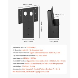 Teräksiset tasokannattimet ulkokäyttöön 88,9x88,9 mm puutavaralle 1000 kg 8 kappaletta