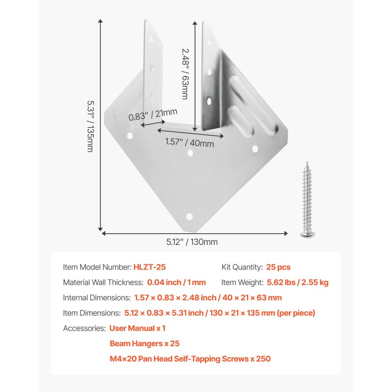 Teräksiset korroosionkestävät kattotuolien kiinnikkeet 25 kpl ulkokäyttöön
