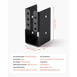 Palkkikannatin teräksinen piilosasennettava sopii 2x4-puulle 49x92 mm 24 kpl ulkokäyttöön