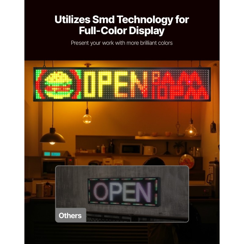 LED-mainoskyltti täysvärinen P10 joustava 990x190 mm alumiinirunkoinen ohjelmoitava