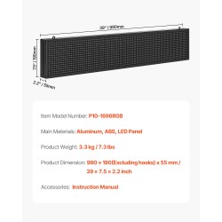 LED-mainoskyltti täysvärinen P10 joustava 990x190 mm alumiinirunkoinen ohjelmoitava