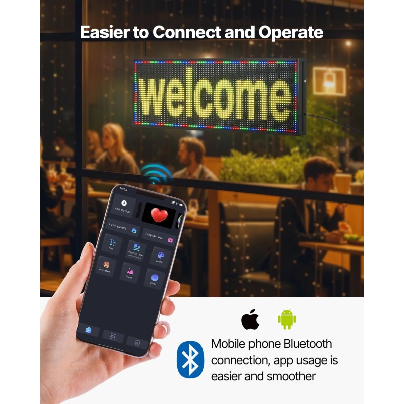 LED-mainostaulu P10 täysvärinen alumiinirunkoinen 990x350x55 mm vierivä teksti liikkeisiin