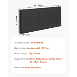 Ohjelmoitava täysivärinen LED-mainostaulu P6 alumiinirunko 990x412 mm