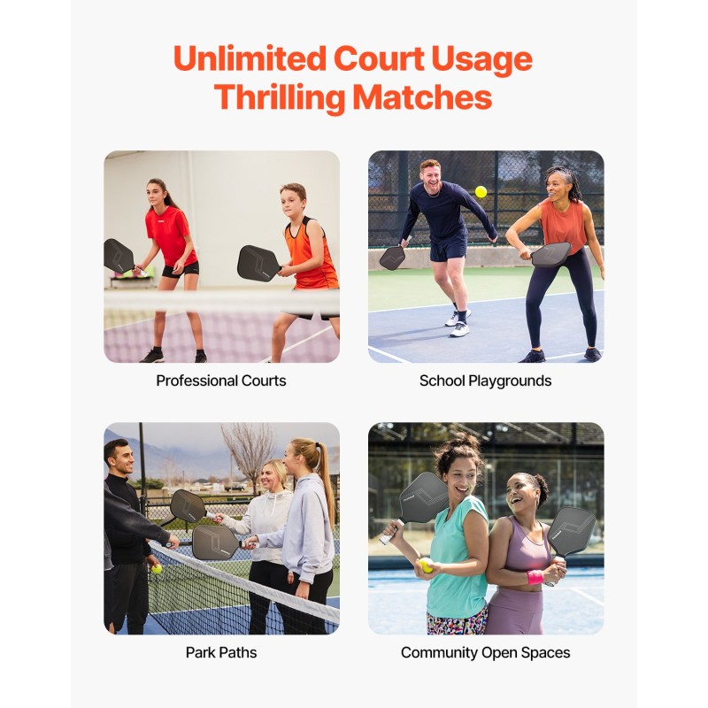 Pickleball-maila T700-hiilikuitupinnalla PP-hunajakennoytimellä PU-nahkakahvalla TPU-reunussuojalla sisä- ja ulkokentille