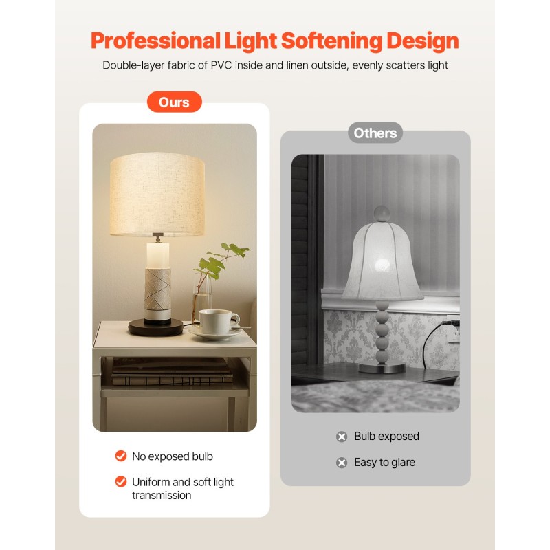 Pellavavarjostin rumpumallinen pellava PVC 330×330×250 mm E14 E26 E27