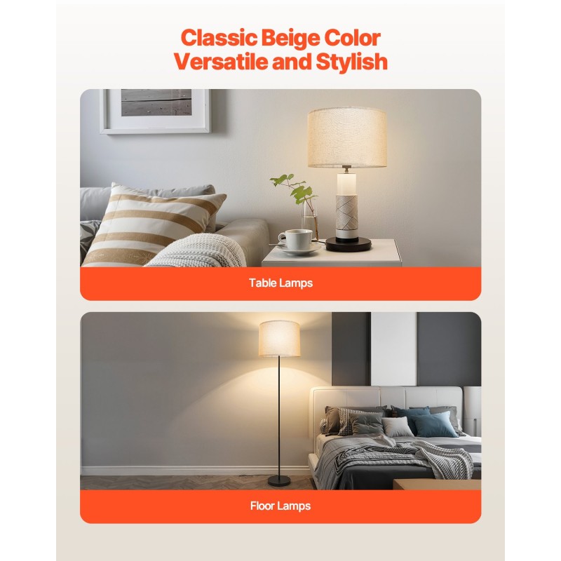 Pellavavarjostin rumpumallinen pellava PVC 330×330×250 mm E14 E26 E27