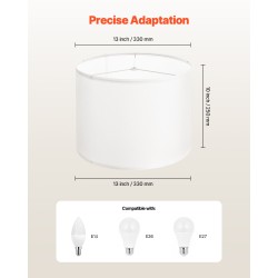 Lampunvarjostin pellavakankainen metallirunkoinen 330×330×250 mm luonnonvalkoinen pöytä-, lattia- ja riippuvalaisimiin sopiva