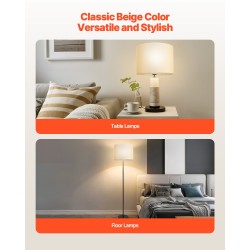 Lampunvarjostin pellavakankainen metallirunkoinen 330×330×250 mm luonnonvalkoinen pöytä-, lattia- ja riippuvalaisimiin sopiva