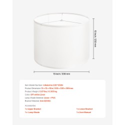 Lampunvarjostin pellavakankainen metallirunkoinen 330×330×250 mm luonnonvalkoinen pöytä-, lattia- ja riippuvalaisimiin sopiva