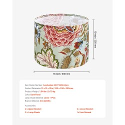 Lamppuvarjostin rumpumallinen pellava muovi teräsrunko 2 kpl 33x33x25 cm