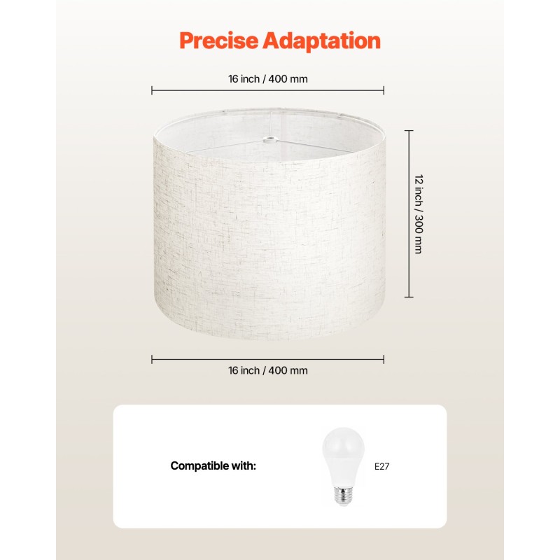 Rummunmuotoinen pellavavarjostin pellava 400x400x300 mm 2 kpl pöytä- ja jalkalamppuihin