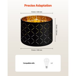 Rumpuvarjostin 2 kpl TC-kangas rautarunko musta ulkopinta kultainen sisäpinta E27-kanta