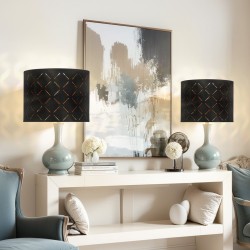 Rumpuvarjostin 2 kpl TC-kangas rautarunko musta ulkopinta kultainen sisäpinta E27-kanta