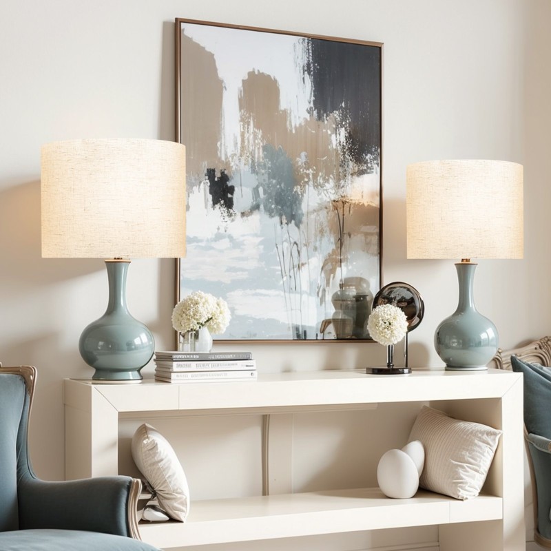 Lampunvarjostinsarja pellavakankainen 330x330x250 mm 2 kpl pöytä- ja riippuvalaisimiin