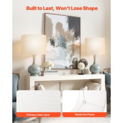 Rumpumallinen pellavavarjostin 2 kpl 330×330×250 mm teräsrunko muovinen sisäpinta yhteensopiva yleisiin lampunkantoihin