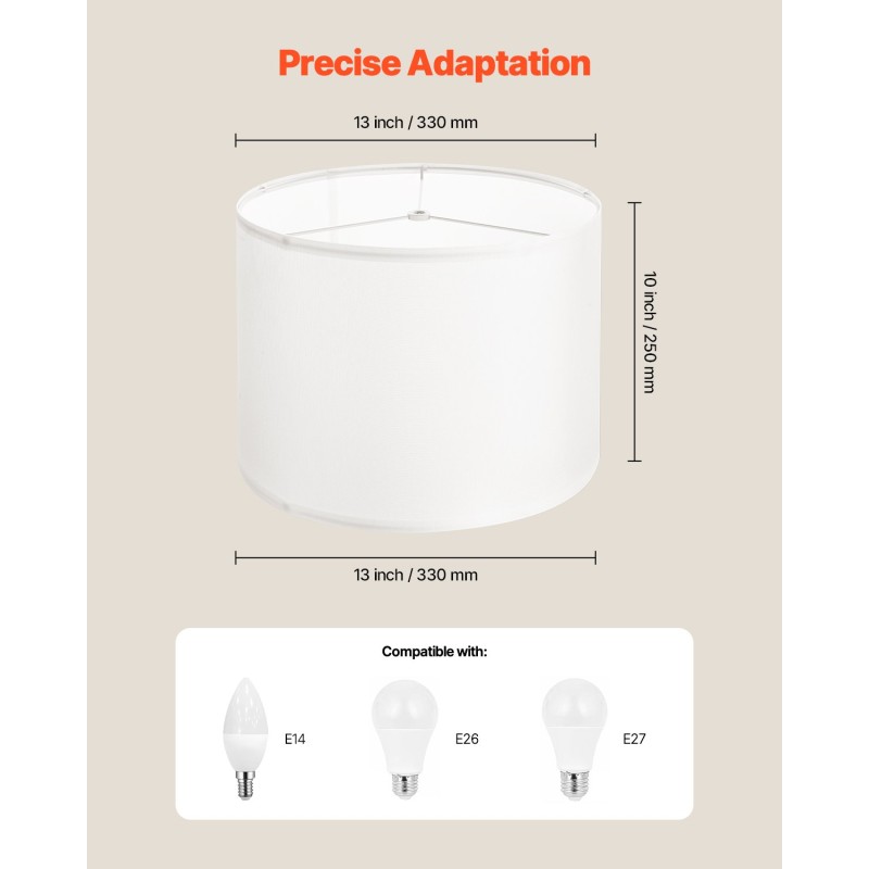 Rumpumallinen pellavavarjostin 2 kpl 330×330×250 mm teräsrunko muovinen sisäpinta yhteensopiva yleisiin lampunkantoihin