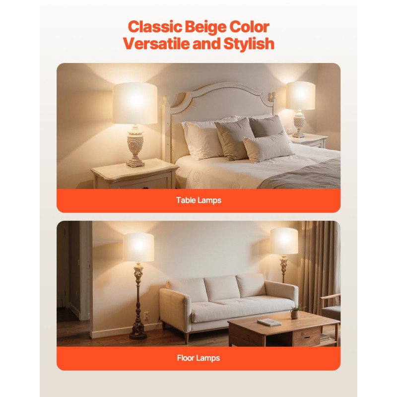 Rumpumallinen pellavavarjostin 2 kpl 330×330×250 mm teräsrunko muovinen sisäpinta yhteensopiva yleisiin lampunkantoihin