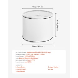 Pellavavarjostinsetti 2 kpl valkaistua pellavaa ja muovia mustareunaiset 290×320×245 mm