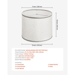 Pellavavarjostin 2 kpl 290×320×245 mm vaalea pellava musta reunus E27-sopiva