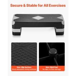 Steppilauta PP-materiaalista säädettävä kolmitasoinen 4/6/8 tuumaa liukumaton kotitreeniin