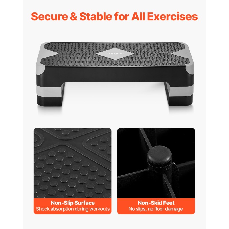 Steppilauta PP-materiaalista säädettävä kolmitasoinen 4/6/8 tuumaa liukumaton kotitreeniin