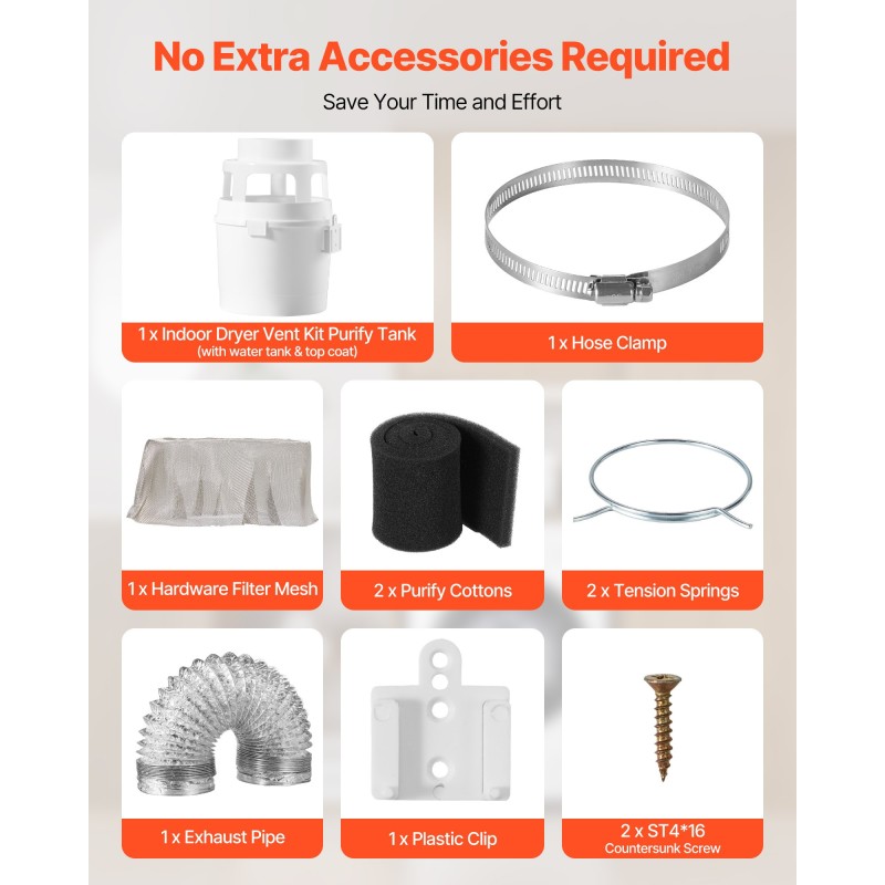 Kuivausrummun poistoputkisarja PP-vesisäiliö alumiinikanava 1500 mm 101,6 mm sisäkäyttöön