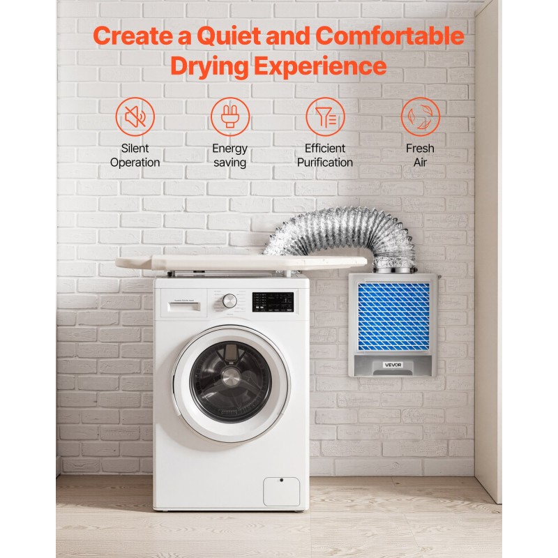 Kuivausrummun sisäinen poistoilmasarja ABS-muovi 99 mm 4 vaihtotyynyä sähköisiin kuivausrumpuihin