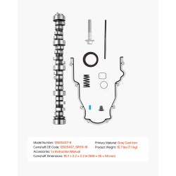 9-osainen nokka-akseli ja työntötankosarja harmaasta valuraudasta 1999–2013 GM Gen3/4 lava-autoihin LS 4.8–6.2L