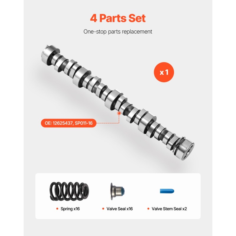 Nokka-akselisarja harmaasta valuraudasta lava-autoihin 4.8–6.2 l sisältää jouset ja tiivisteet