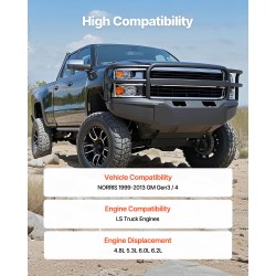 Nokka-akseli harmaasta valuraudasta 495 x 55 x 55 mm LS-moottoreihin