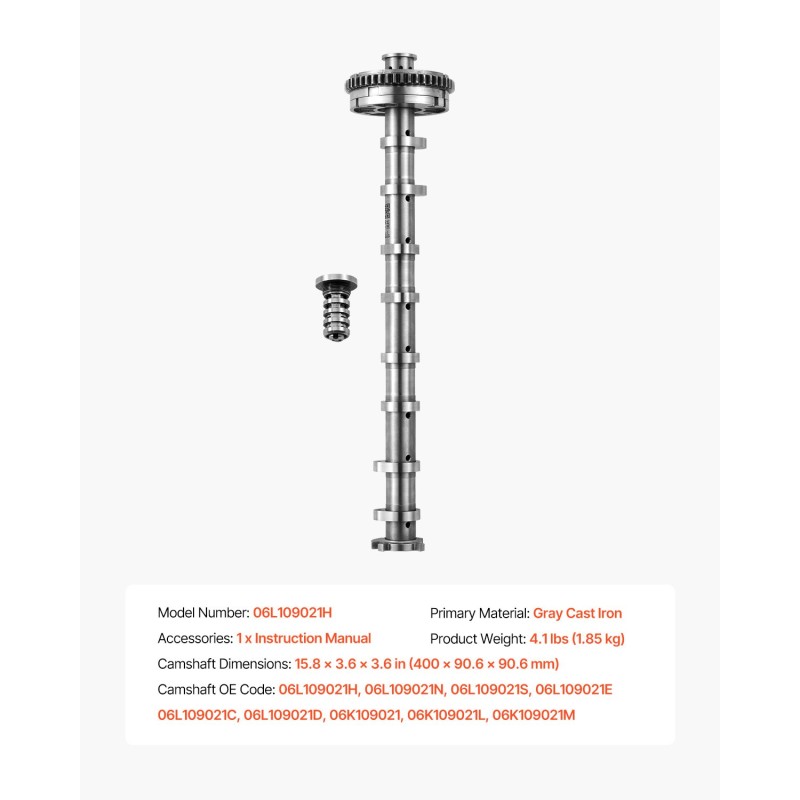 Nokka-akseli- ja säätöventtiilisarja harmaa valurauta Audi ja Volkswagen 1.8T/2.0T