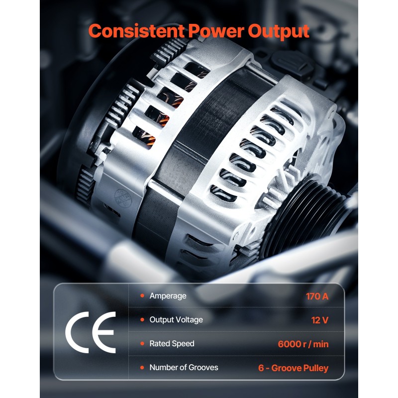 Auton laturi 170A alumiinirunko puhdas kuparikela useisiin automalleihin