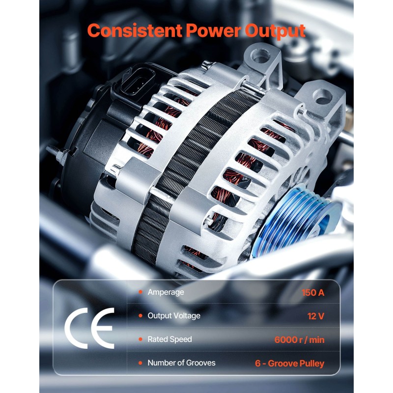 Auton vaihtovirtageneraattori 150 ampeerin lähtö alumiinirunko kuparikelat useisiin automalleihin