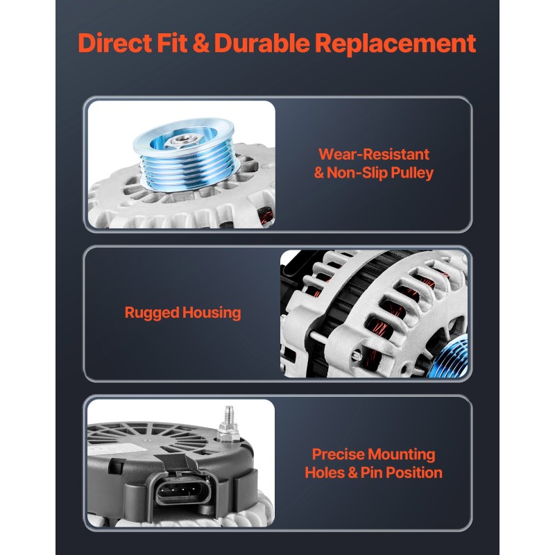 Auton vaihtovirtageneraattori 150 ampeerin lähtö alumiinirunko kuparikelat useisiin automalleihin