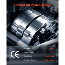 Autolaturi autoon 120 ampeeria alumiinikotelolla puhdas kuparikäämi