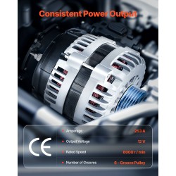 Auton laturi 253 A alumiinikuori puhtaat kuparikäämit suora vaihtolaite