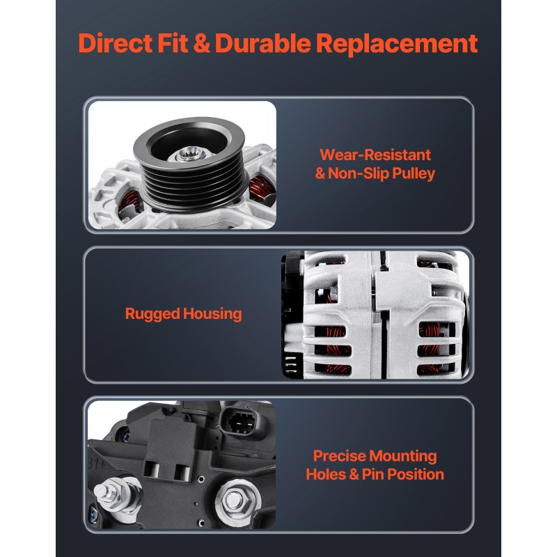 Auton laturi 125A alumiinirunko puhdas kuparikäämi useisiin malleihin sopiva