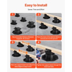 Säädettävät PP-muoviset terassin tukijalat 60–135 mm 24 kpl musta