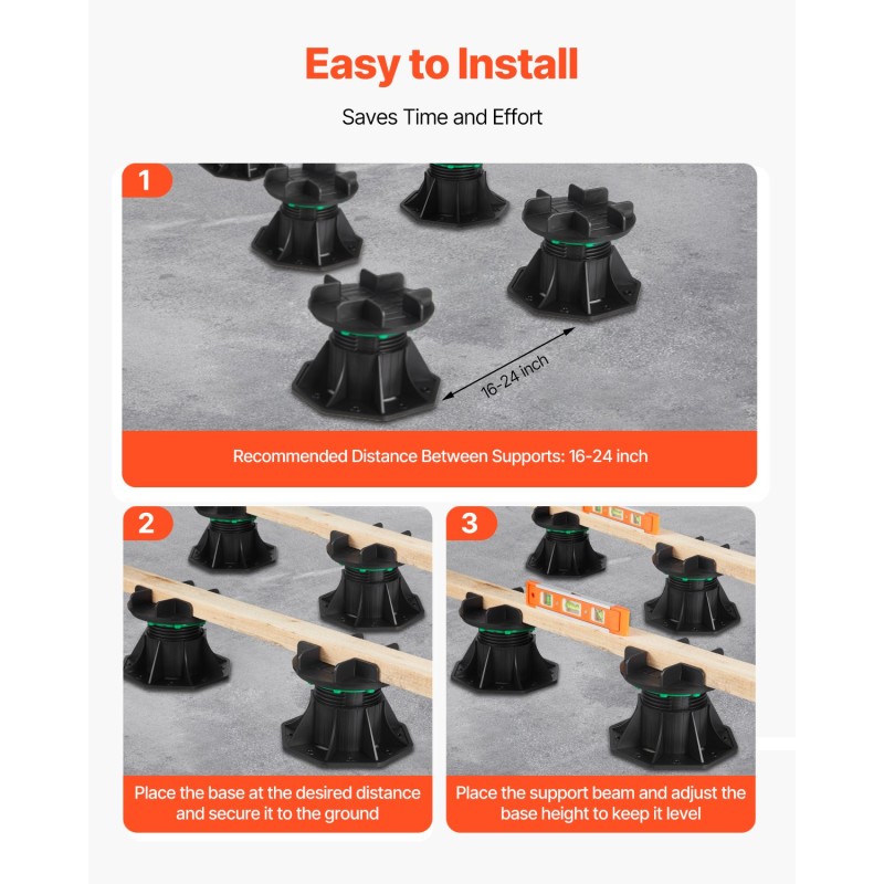 Säädettävä terassin tukijalka PP-muovi 90–118 mm 8 kpl ulkokäyttöön